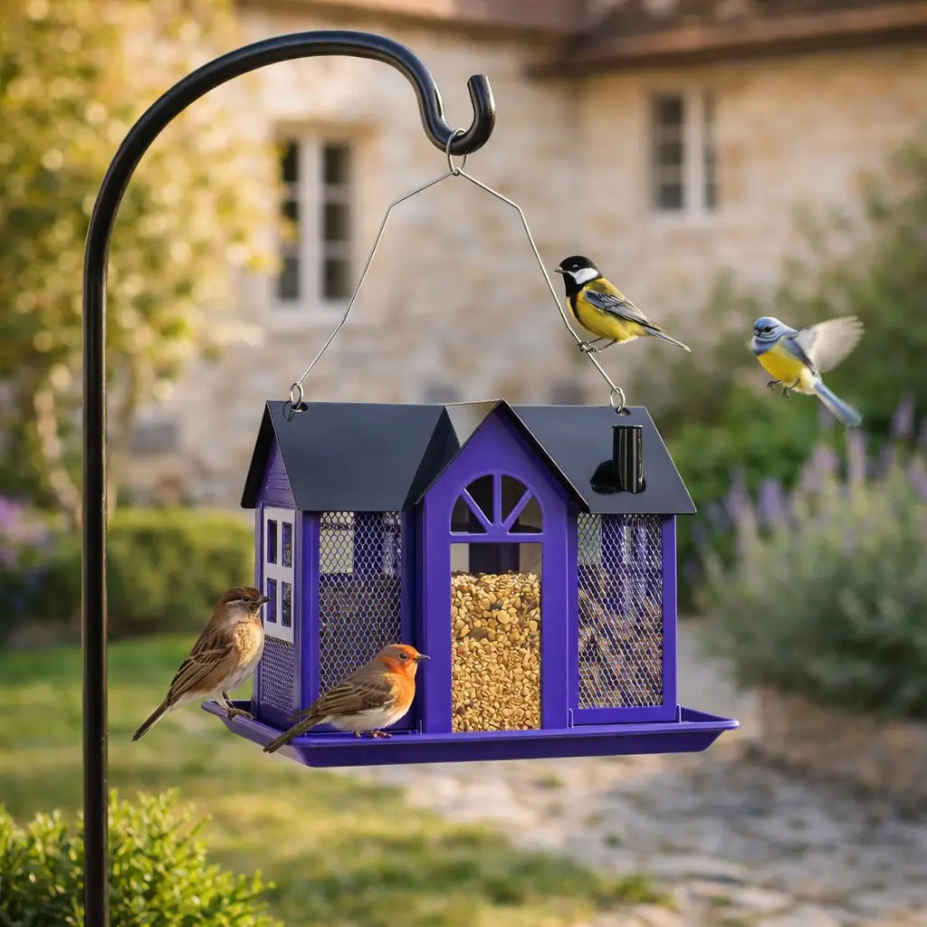 Weatherproof Hanging Bird Feeder House – Metal Birdhouse Feeding Station