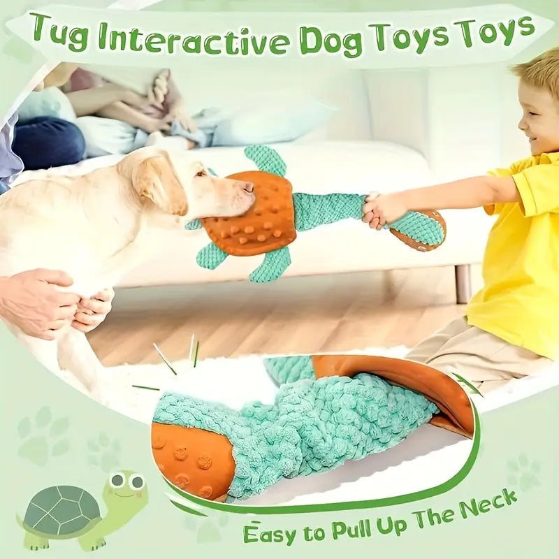 Interactive Turtle Snuffle Dog Toy | Squeaky Puzzle Toy with Hide-and-Seek Treat Pockets