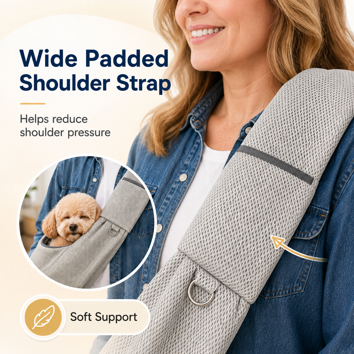 Crossbody Pet Sling Carrier for Small Dogs & Cats – Hands-Free Travel Bag