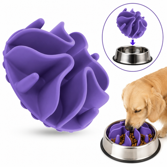 Purple Slow Feeder Dog Bowl Insert with Suction Cups for All Bowl Sizes