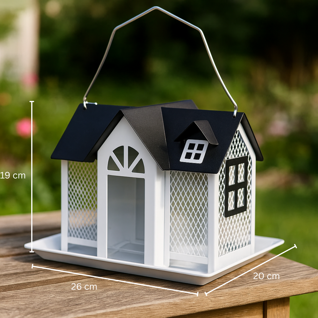 Weatherproof Hanging Bird Feeder House – Metal Birdhouse Feeding Station
