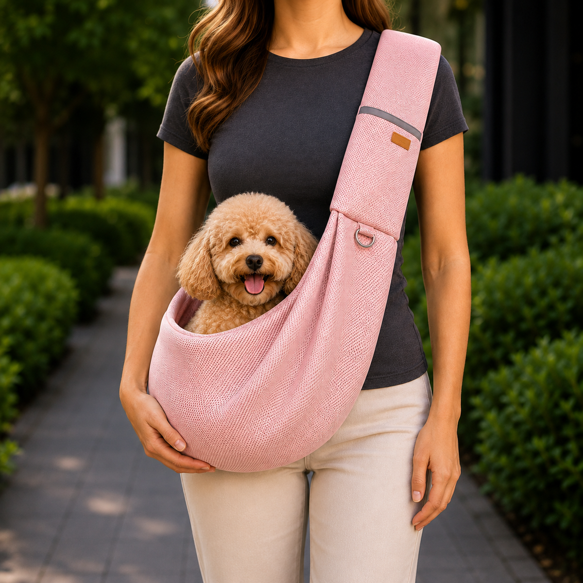 Crossbody Pet Sling Carrier for Small Dogs & Cats – Hands-Free Travel Bag