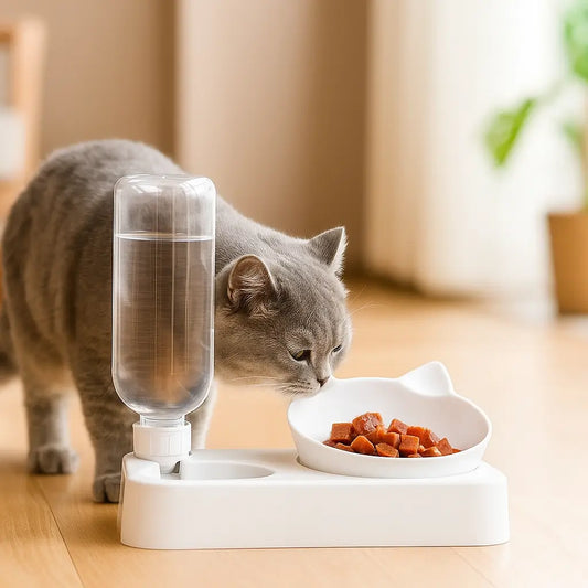 Tilted Cat Bowl with Non-Slip Base – Ergonomic Feeding Bowl for Clean & Comfortable Eating