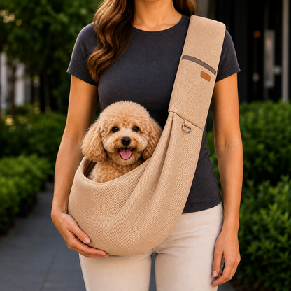 Crossbody Pet Sling Carrier for Small Dogs & Cats – Hands-Free Travel Bag