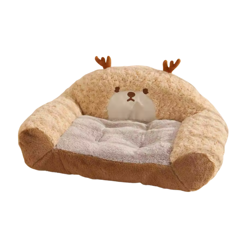 Curved Plush Dog Bed | Cozy Teddy Nest Bed for Indoor Use