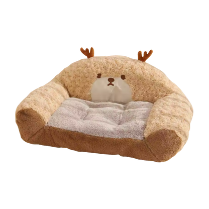 Curved Plush Dog Bed | Cozy Teddy Nest Bed for Indoor Use