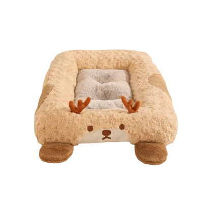 Curved Plush Dog Bed | Cozy Teddy Nest Bed for Indoor Use