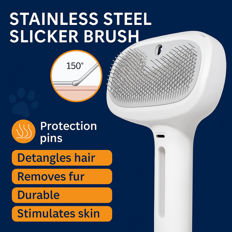 Ergonomic Pet Grooming Brush for Dogs & Cats