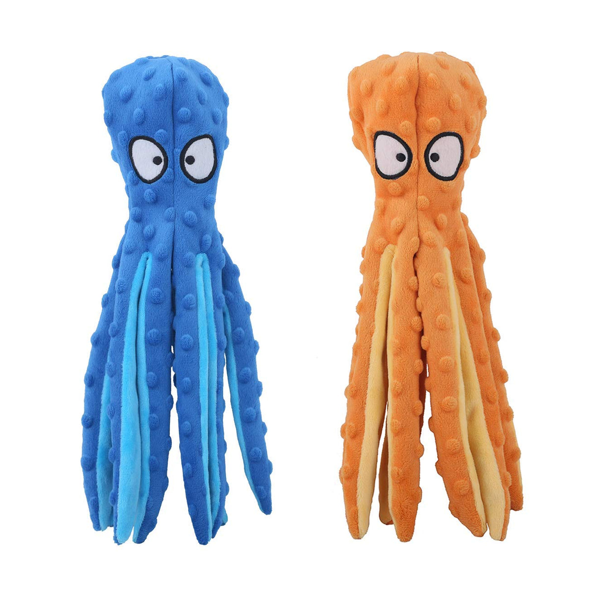 Whiskerspot Octopus Dog Toy - Indestructible Squeaky Chew Toy for Aggressive Chewers, No-Stuffing Crinkle Plush for Puppy Teething