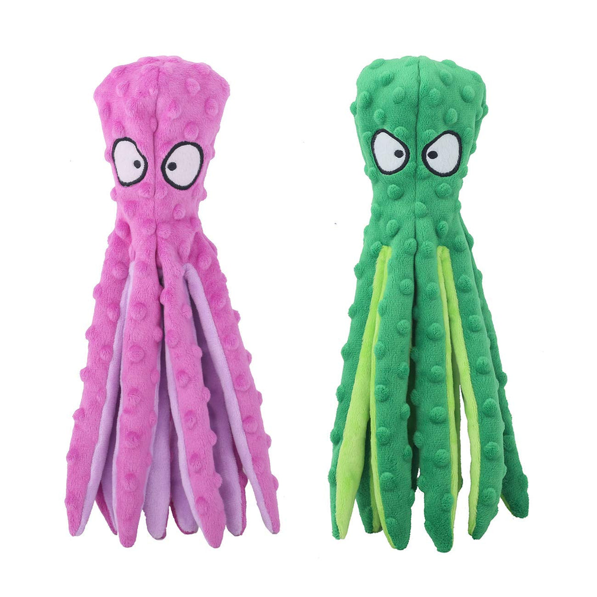 Whiskerspot Octopus Dog Toy - Indestructible Squeaky Chew Toy for Aggressive Chewers, No-Stuffing Crinkle Plush for Puppy Teething