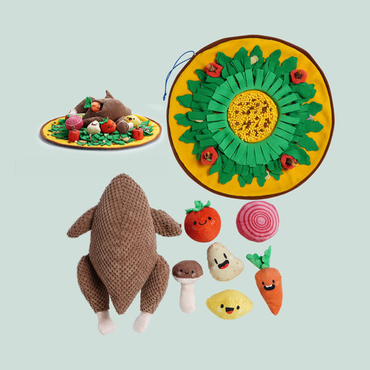 Snuffle Feeding Mat with Plush Toy Set – Interactive Dog Puzzle Toy
