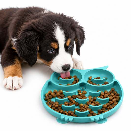 Slow Feeder Dog Bowl with Suction Cups | Interactive Puzzle for Dogs & Cats