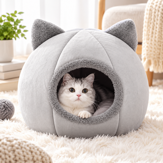 Cozy Cave Cat Bed – Plush Indoor Sleeping House for Cats