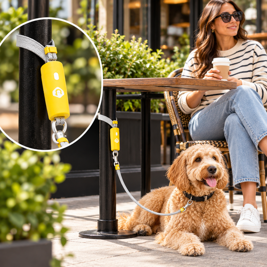 Quick-Tether Dog Leash for Cafes, Parks & Patios – Hands-Free Dog Tether