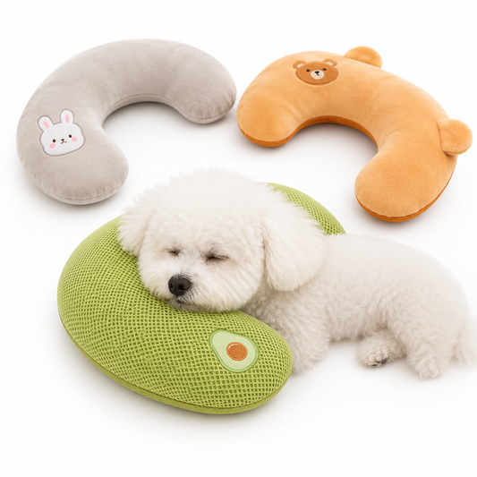 U-Shaped Plush Pet Pillow for Dogs & Cats with Neck Support Cushion