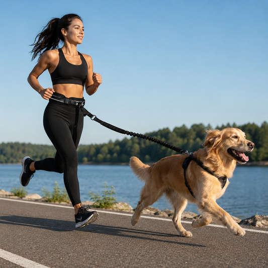 TrailFlex Running Dog Leash for Dogs – Hands-Free Adjustable Nylon Leash