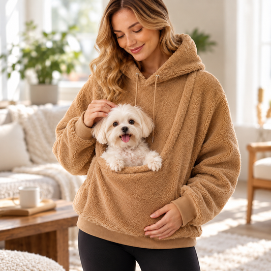 Sherpa Pet Carrier Hoodie – Cozy Front Pouch for Small Dogs & Cats