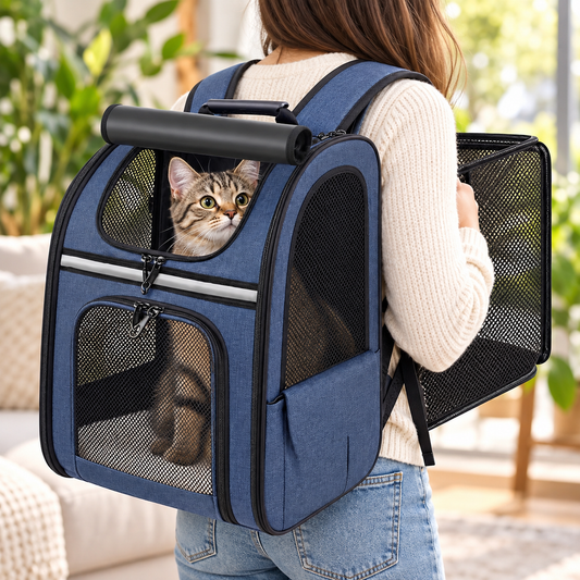 Expandable Cat Carrier Backpack – Spacious & Breathable Pet Travel Bag