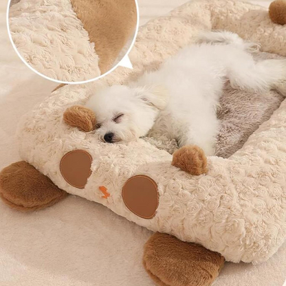 Curved Plush Dog Bed | Cozy Teddy Nest Bed for Indoor Use