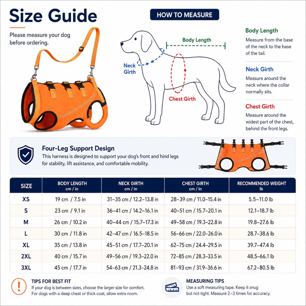 Full-Body Dog Lift Harness – Mobility Support for Stairs & Car Rides