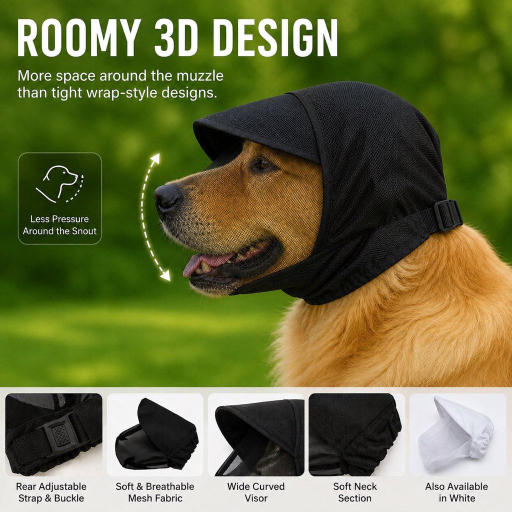 Breathable Anti-Scavenging Dog Muzzle – Mesh Hood for Walks