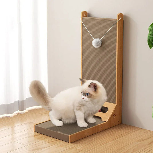 Vertical Cat Scratching Post – Wood Edge Honeycomb Scratcher