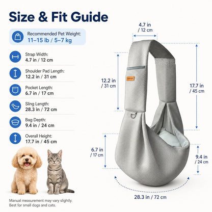 Crossbody Pet Sling Carrier for Small Dogs & Cats – Hands-Free Travel Bag