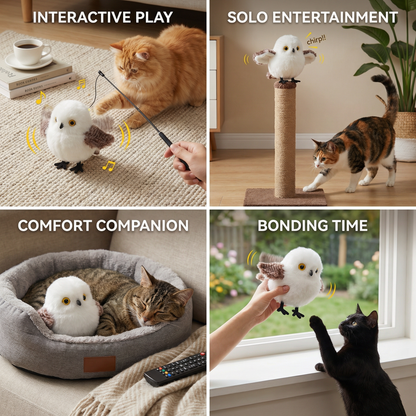 Fluttering Chirping Bird Cat Toy – Interactive Motion & Sound Play