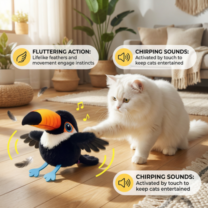 Fluttering Chirping Bird Cat Toy – Interactive Motion & Sound Play