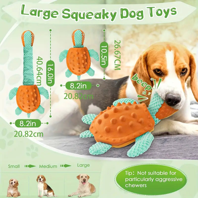 Interactive Turtle Snuffle Dog Toy | Squeaky Puzzle Toy with Hide-and-Seek Treat Pockets