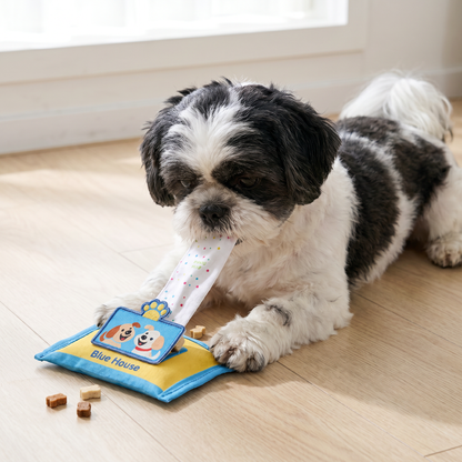 Wet Wipe Snuffle Dog Toy | Squeaky Nosework Puzzle with Hidden Treat Pocket